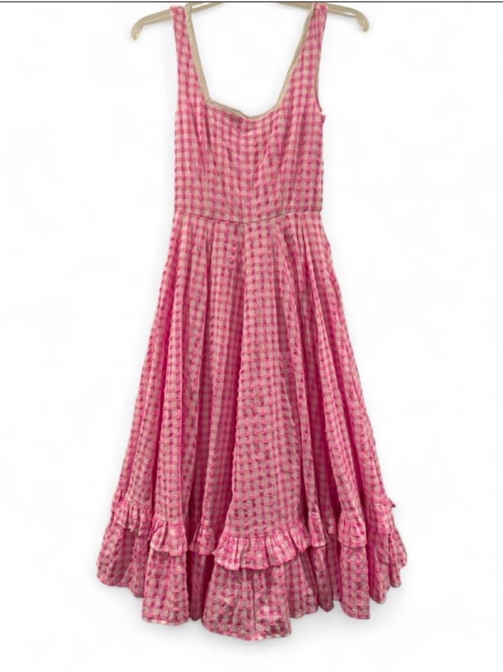 Jessakae Pink Gingham Ruffle Hem Whimsical Dress 💖🤍💖